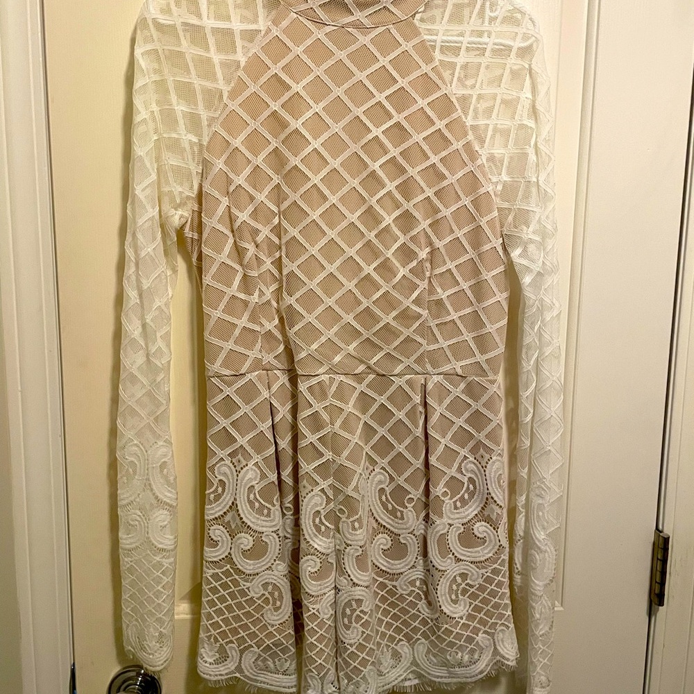 Blythe brand white lace romper. Size L